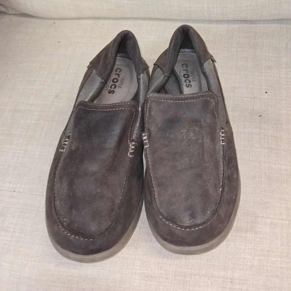 Crocs Canvas Santa Cruz Loafers Slip On Shoes Mens Size  12 Brown